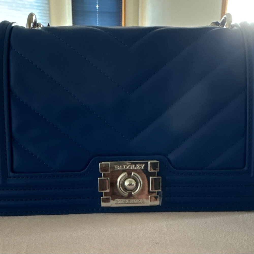 Badgley Mischka Navy Quilted Shoulder Bag
